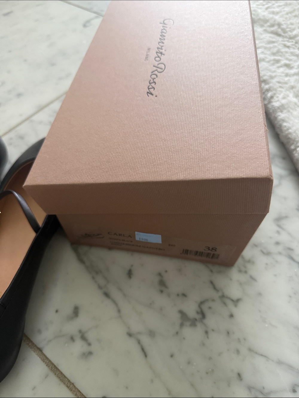 Gianvito Rossi Black Leather Mary Jane Flats with Gold Buckle - Picture 3 of 3